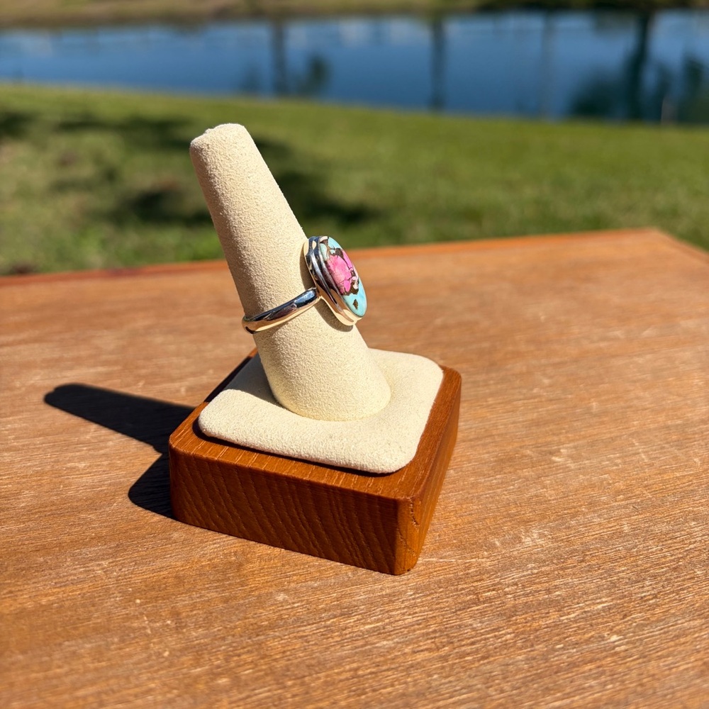 925 Cotton Candy Sterling Silver Oval Ring - Picture 3 of 9